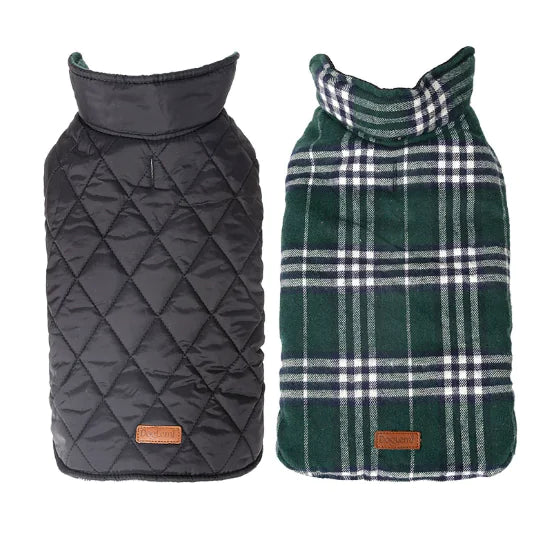 Waterproof Reversible Plaid Dog Jacket