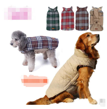 Waterproof Reversible Plaid Dog Jacket
