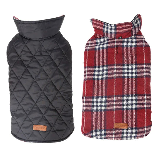 Waterproof Reversible Plaid Dog Jacket