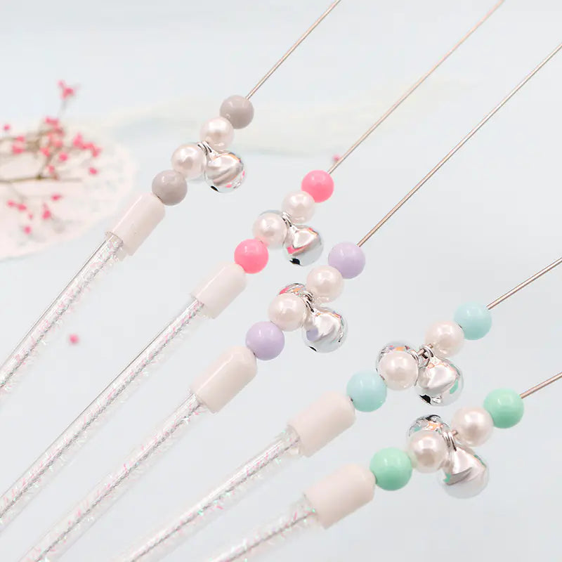 Colorful Pom Pom Cat Teaser Wand with Bell