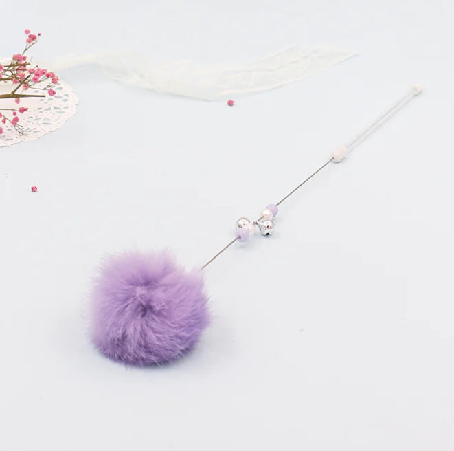 Colorful Pom Pom Cat Teaser Wand with Bell