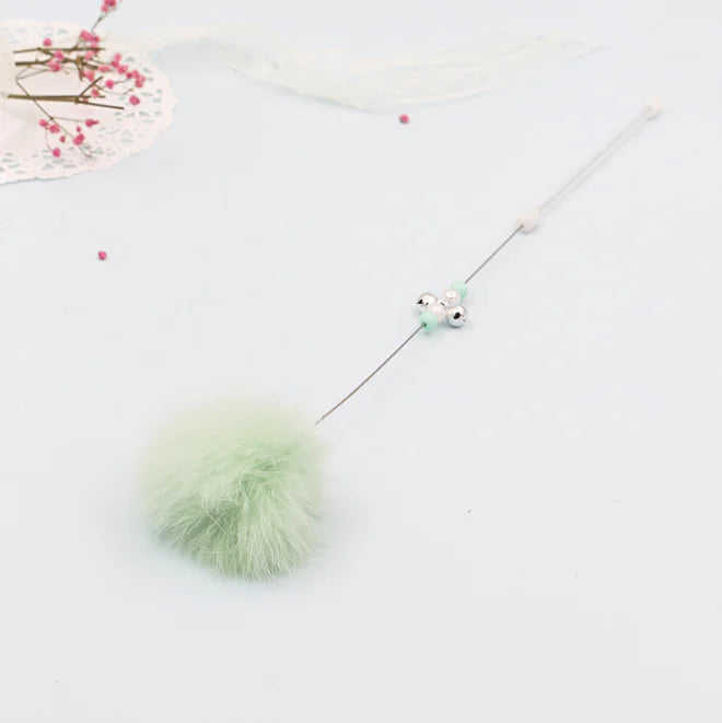 Colorful Pom Pom Cat Teaser Wand with Bell