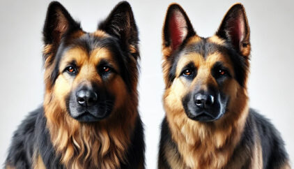 2 german shepherd breed dog on white background copy